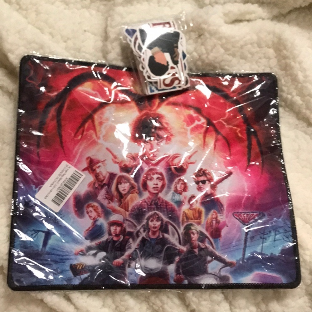 New Stranger Things mousepad and sticker set
